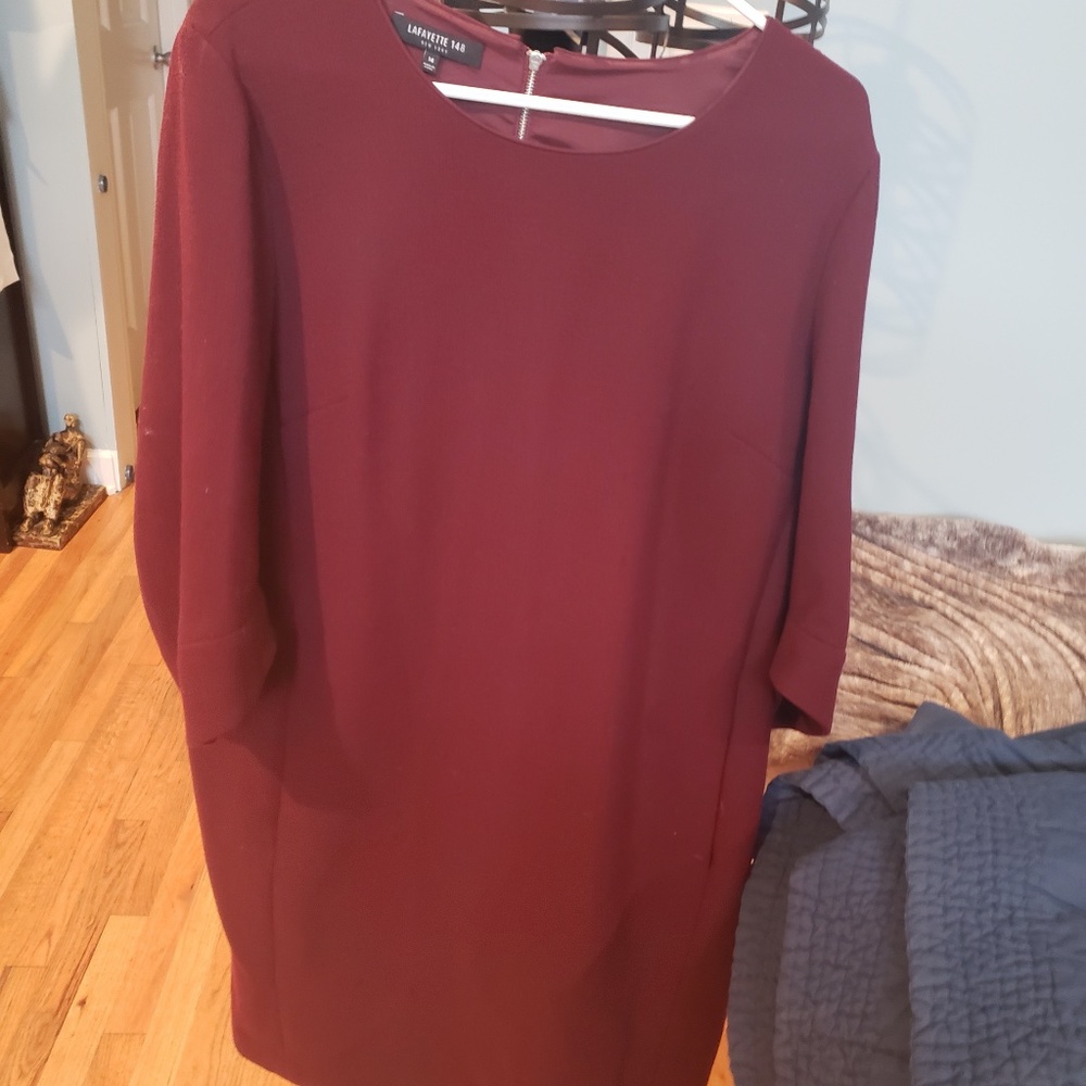 Lafayette 148 New York wool fully lined exposed back zipper dress size 14